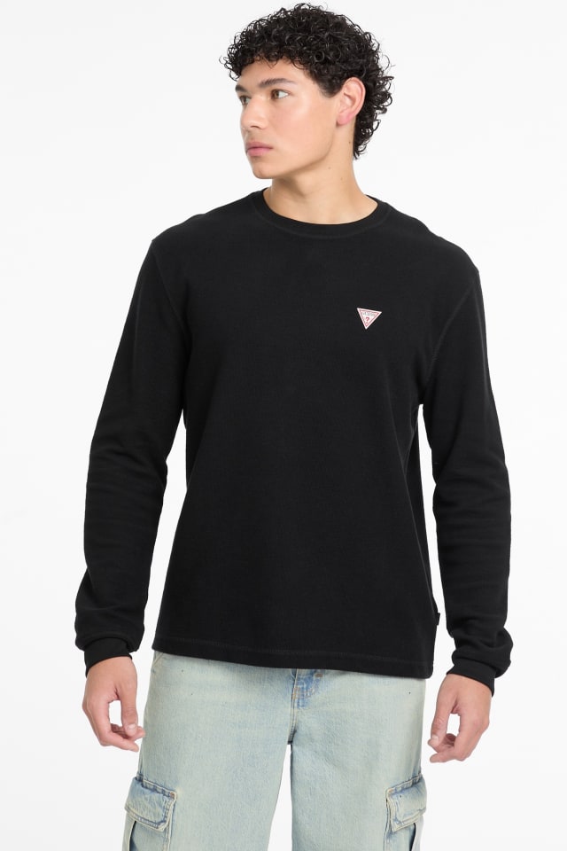 Waffle-Knit Mini Triangle Long-Sleeve Tee