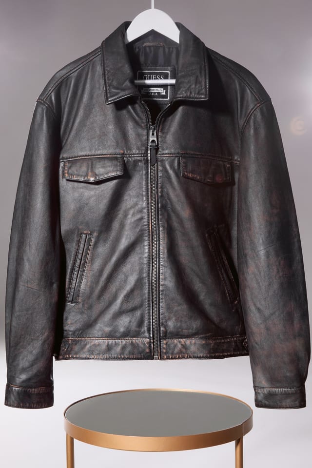 Distressed Leather Flight Jacket