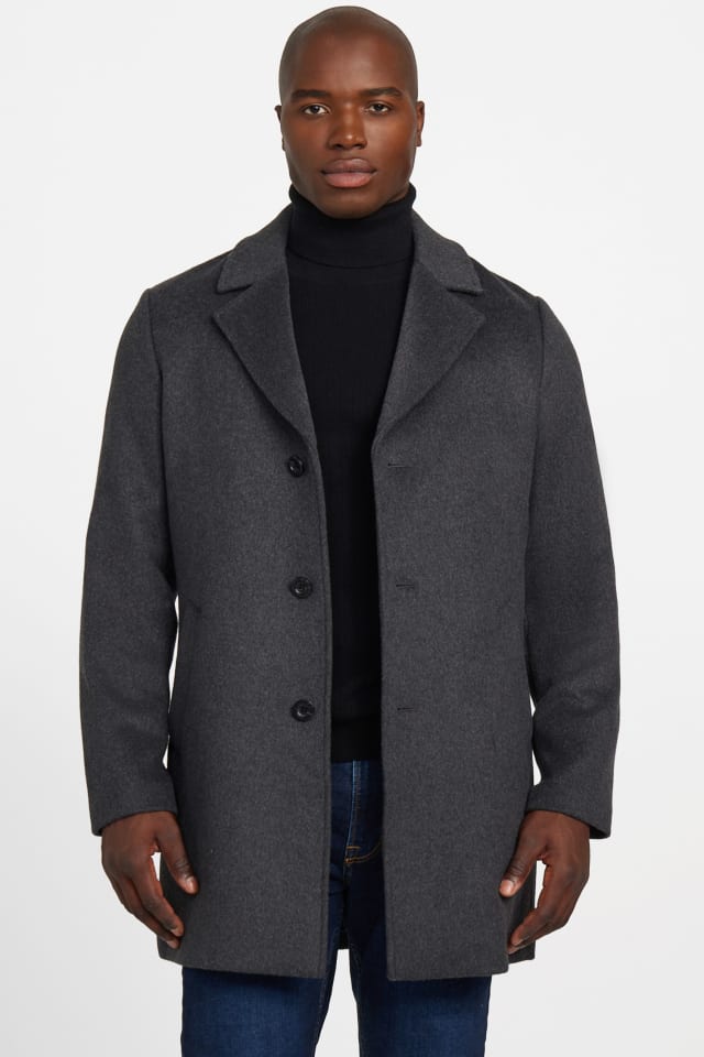 Manteau ajust&eacute; en laine m&eacute;lang&eacute;e &eacute;co