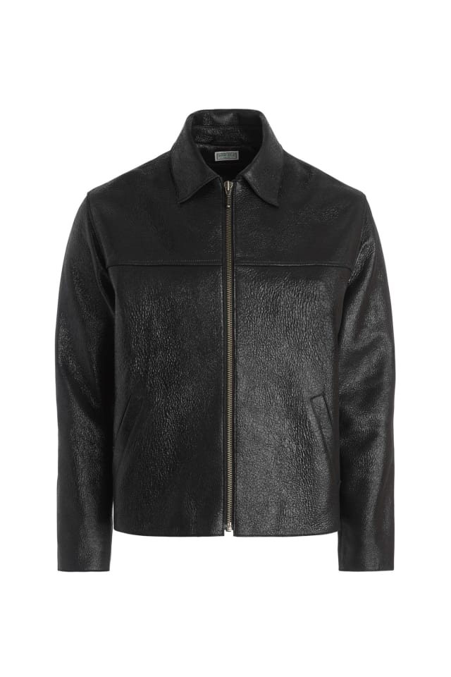 GUESS® crackle leather zip jacket
