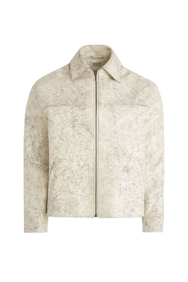 GUESS® crackle leather zip jacket