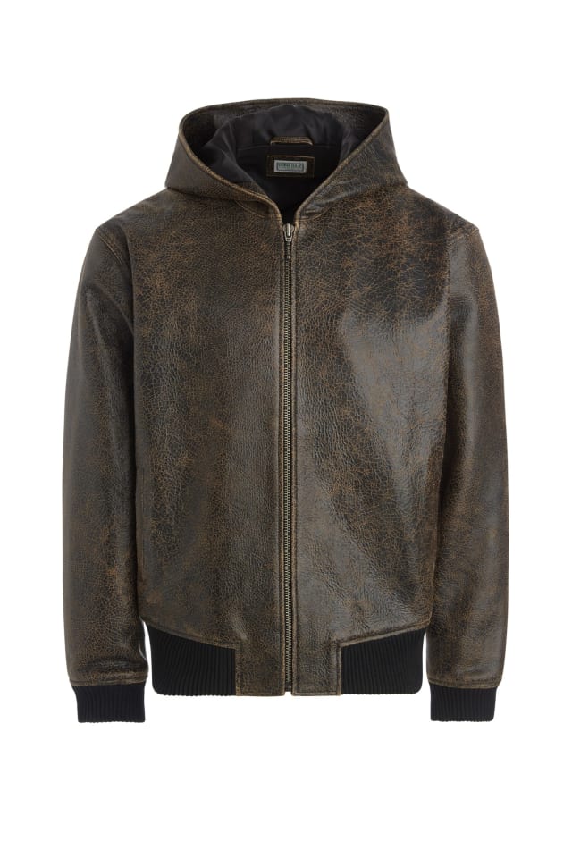 GUESS USAブラウン クラックレザージャケット Guess Jeans U.S.A. Brown Cracked Leather Jacket GUESS
