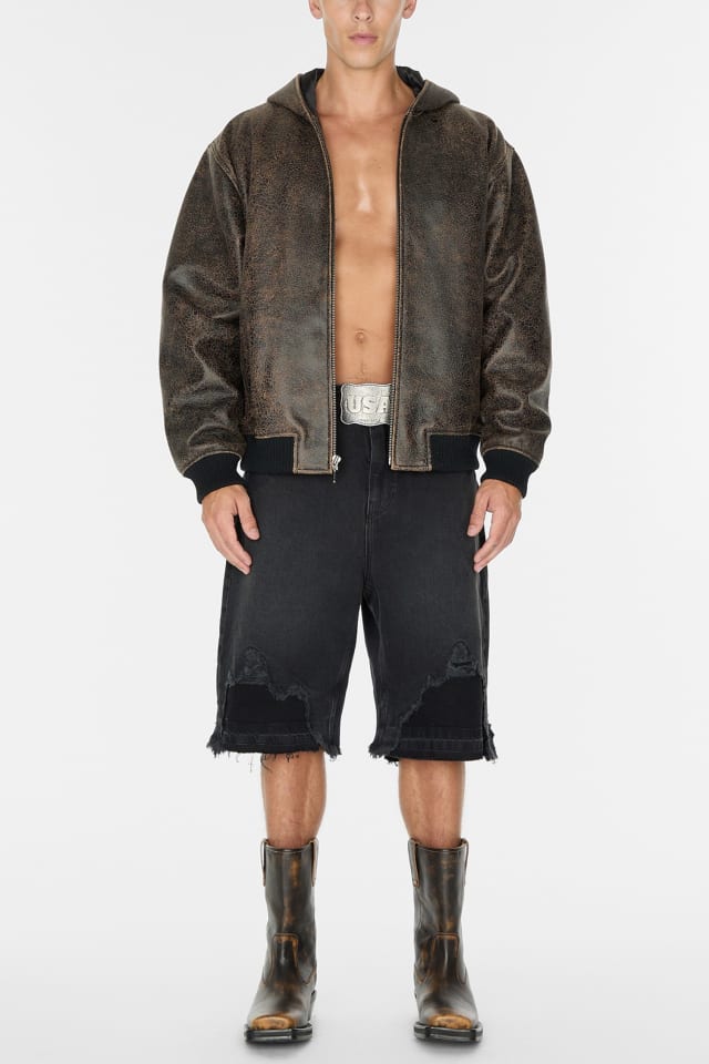 GUESS® crackle leather hoodie