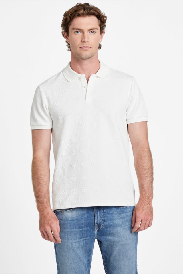 Polo en jacquard pivoine