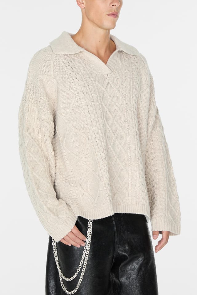 GUESS® cable knit crewneck sweater