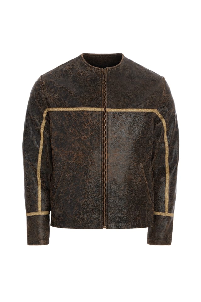 crackle leather jacket