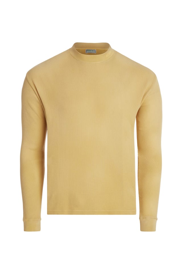long-sleeve waffle mockneck