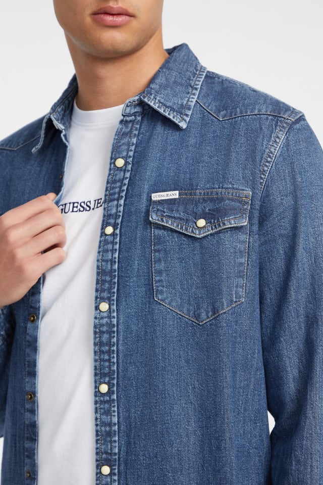 GUESS® Slim Long-Sleeve Denim Shirt