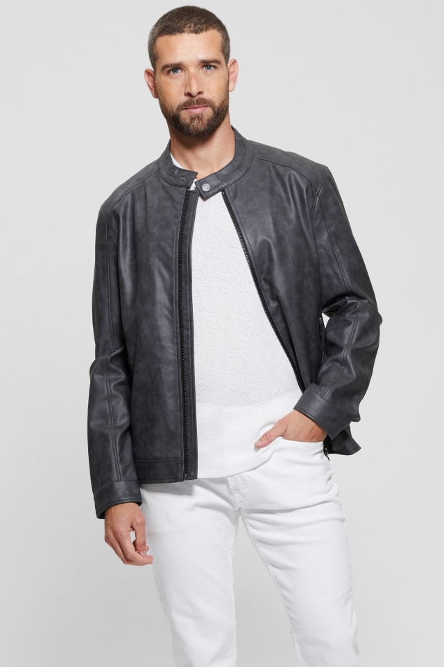 S*h様 GUESS Leather Jacket Black レザージャケット GUESS® Leather Jacket
