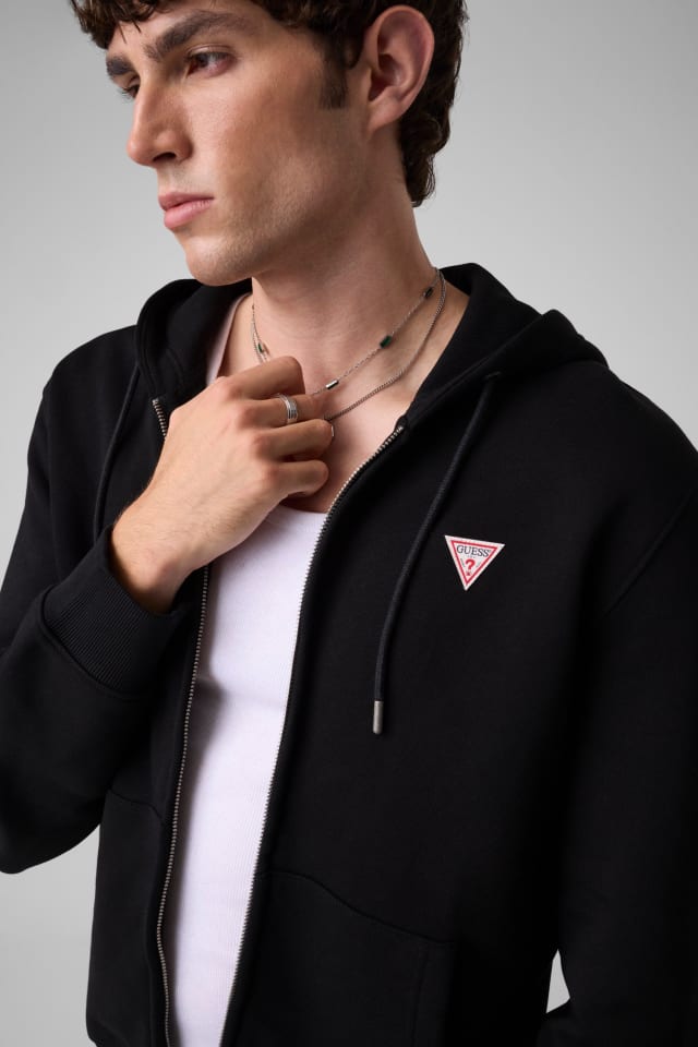 Slim Mini Patch Zip-Up Hoodie Men | GUESS Jeans®