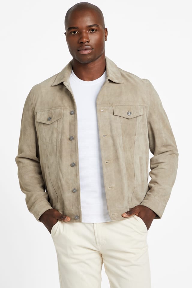 GUESS® Suede Goat Leather Trucker Jacket