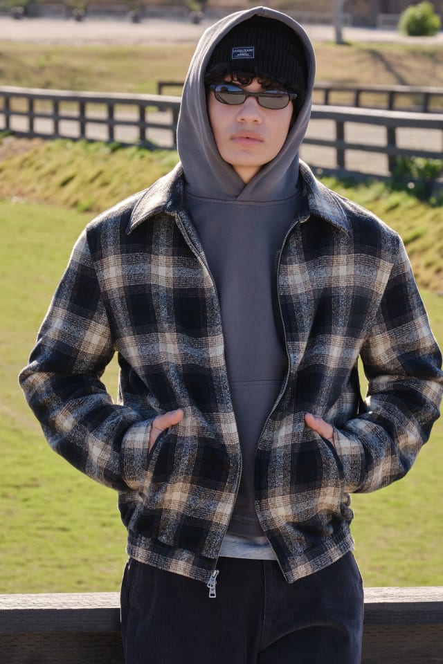 【グレー(L91K)】GUESS JEANS ジャケット ブルゾン (M)Plaid Wool Jacket GUESS JEANS Plaid Wool Jacket ジャケット ブルゾン | GUESS(ゲス