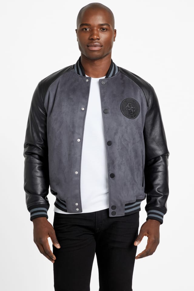 GUESS® Eco Faux-Suede and Leather Varsity Jacket