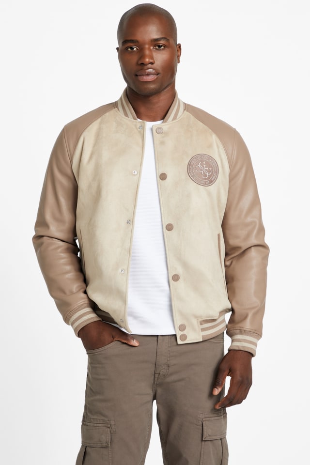Eco Faux-Suede and Leather Varsity Jacket