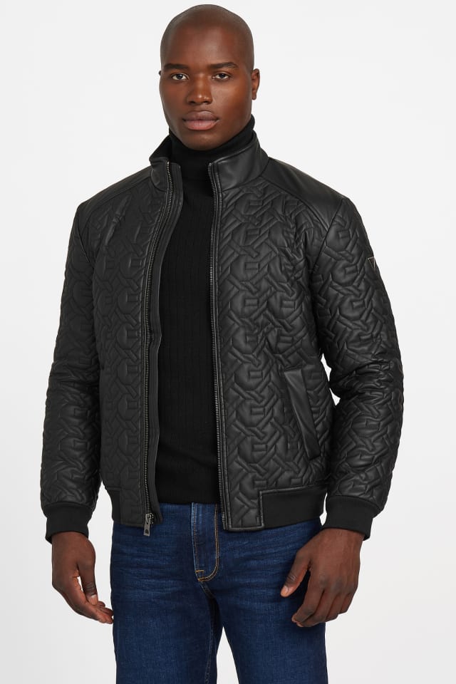 GUESS® G Chain Quilted Faux-Leather Jacket