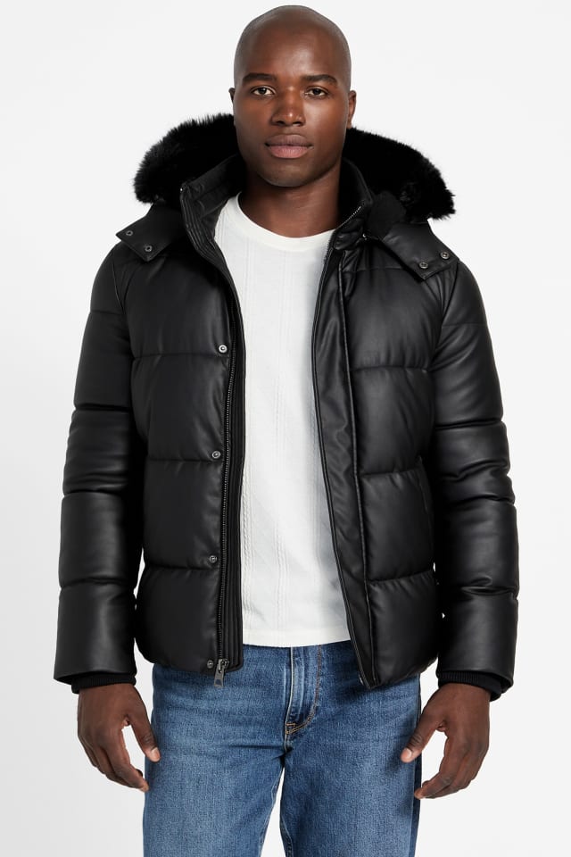 GUESS® Eco Faux-Leather Puffer Jacket