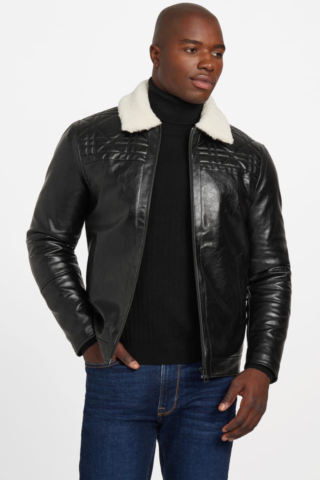GUESS® Faux-Leather Quilting Motif Jacket