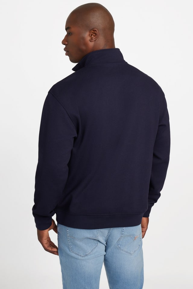 GUESS® Eco Harris Twill Zip Mock Neck Sweater Men