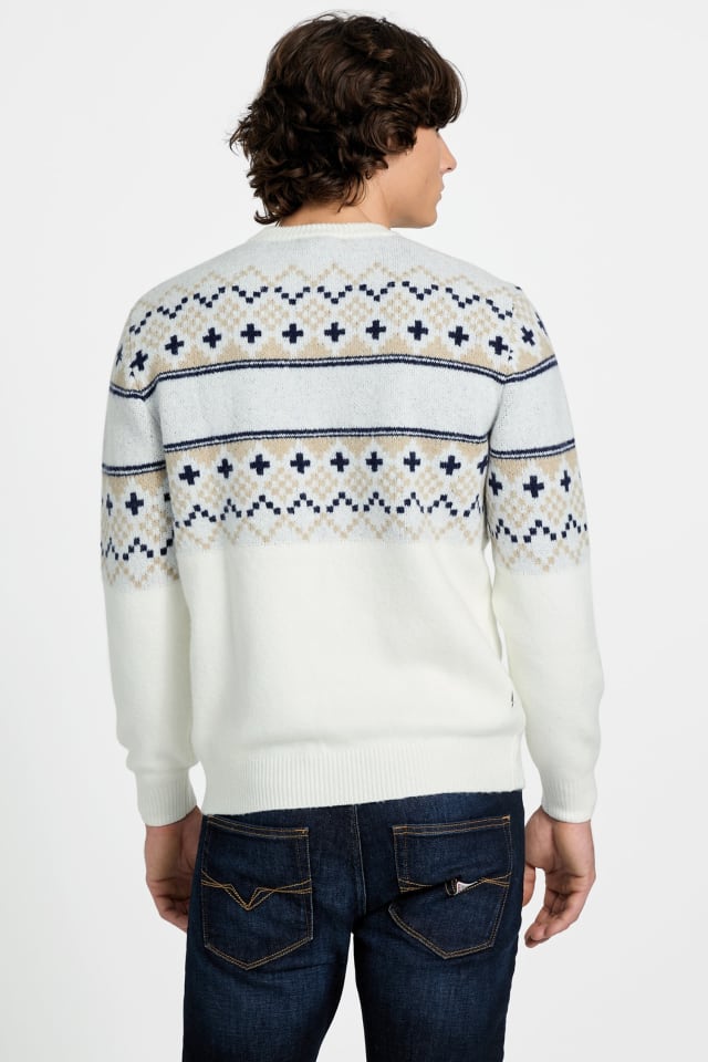 PGG 防水ニット ローカット PGG2 ホワイト GUESS® Nordic wool-blend logo sweater Men