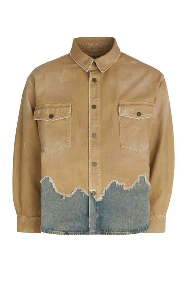 distressed canvas shirt jacket