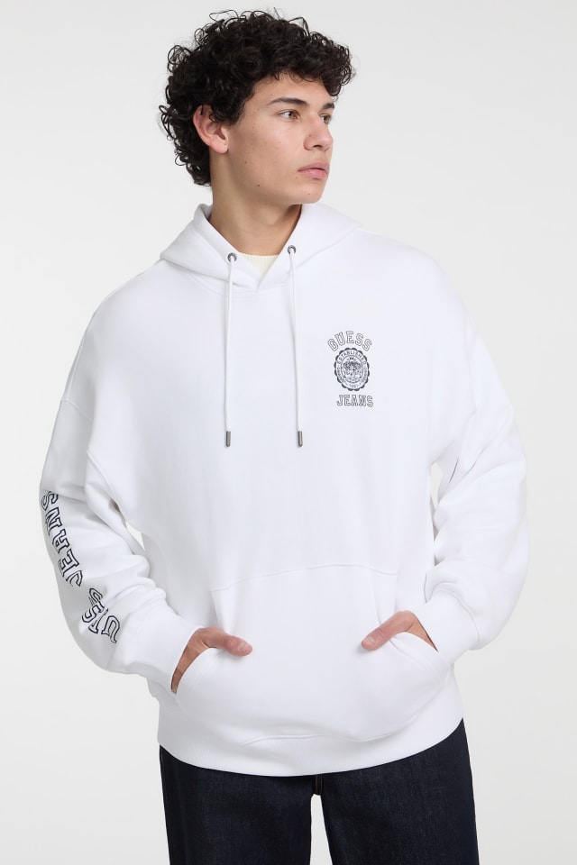 Guess ヒョンジン★日本未入荷カラー★パーカー ニット フーディ 白 Hooded Logo Sweater Men | GUESS Jeans®
