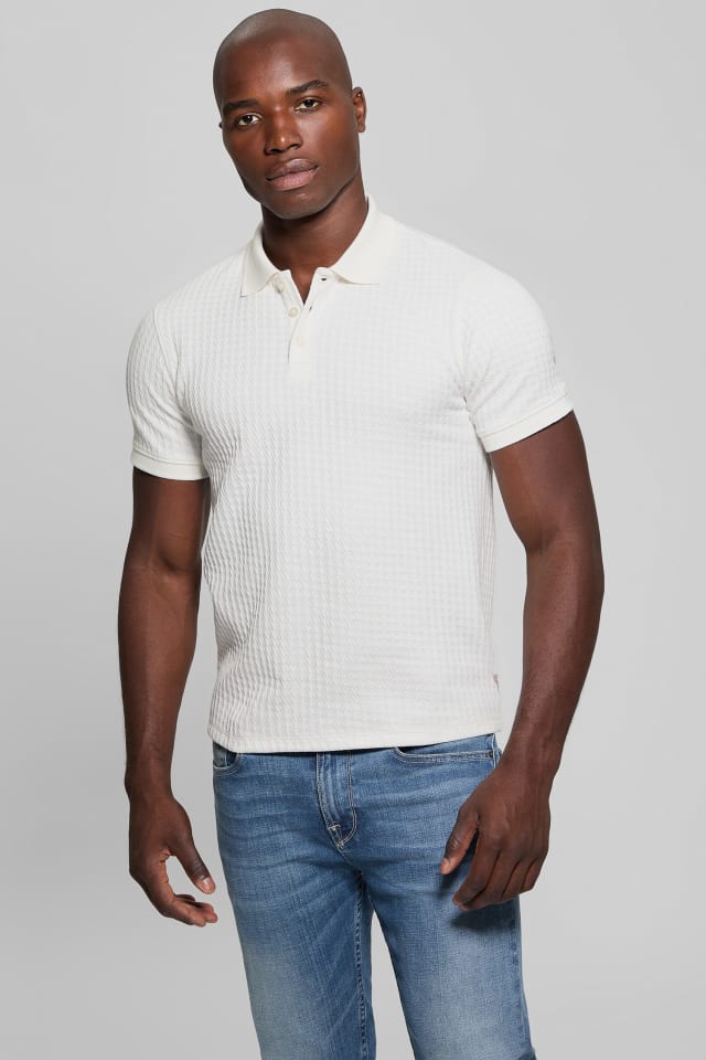 Houndstooth Jacquard Polo Shirt