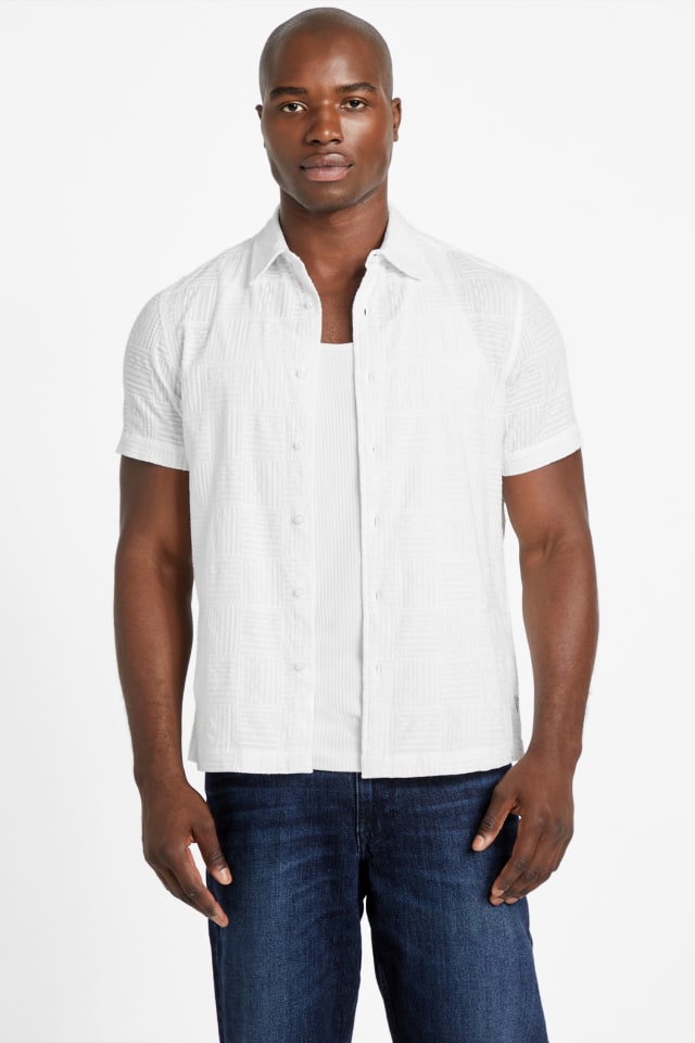 white embroidered dress shirt LANAII EMBROIDERY WHITE/WHITE BUTTON DOWN SHIRT XXL / White