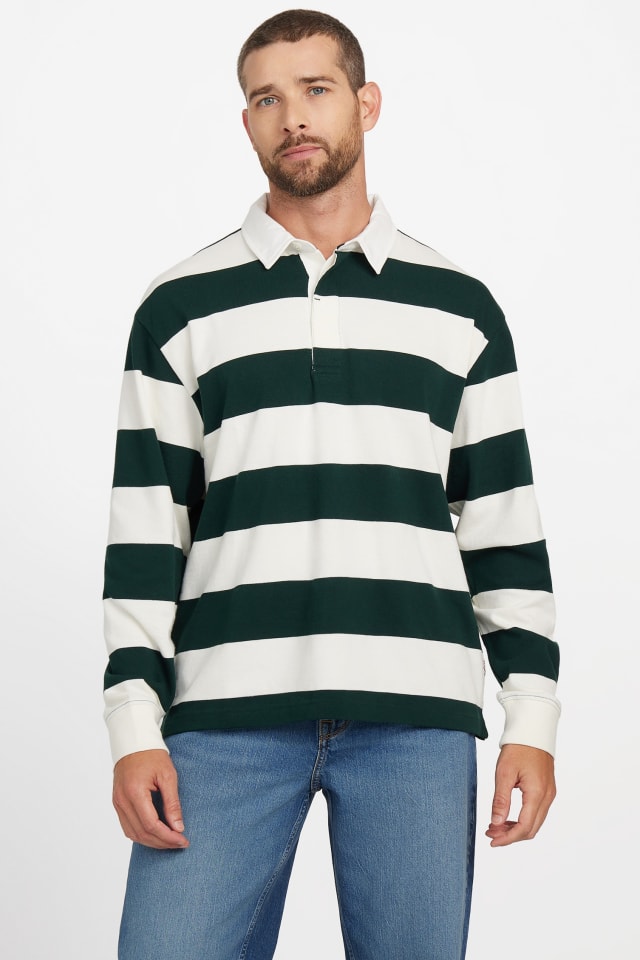 Polo de rugby &agrave; rayures &eacute;co Alpine