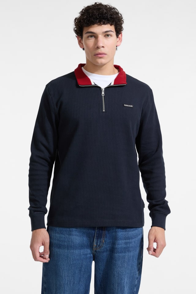 GUESS® Ribbed Quarter Zip Pullover