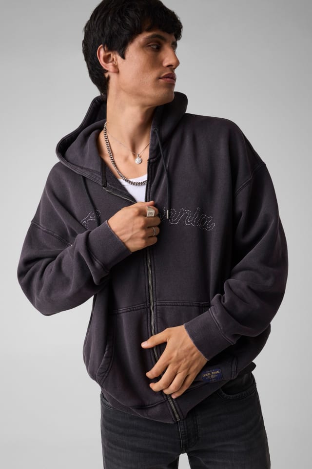 Oversized zip-up hoodie Men | GUESS Jeans®