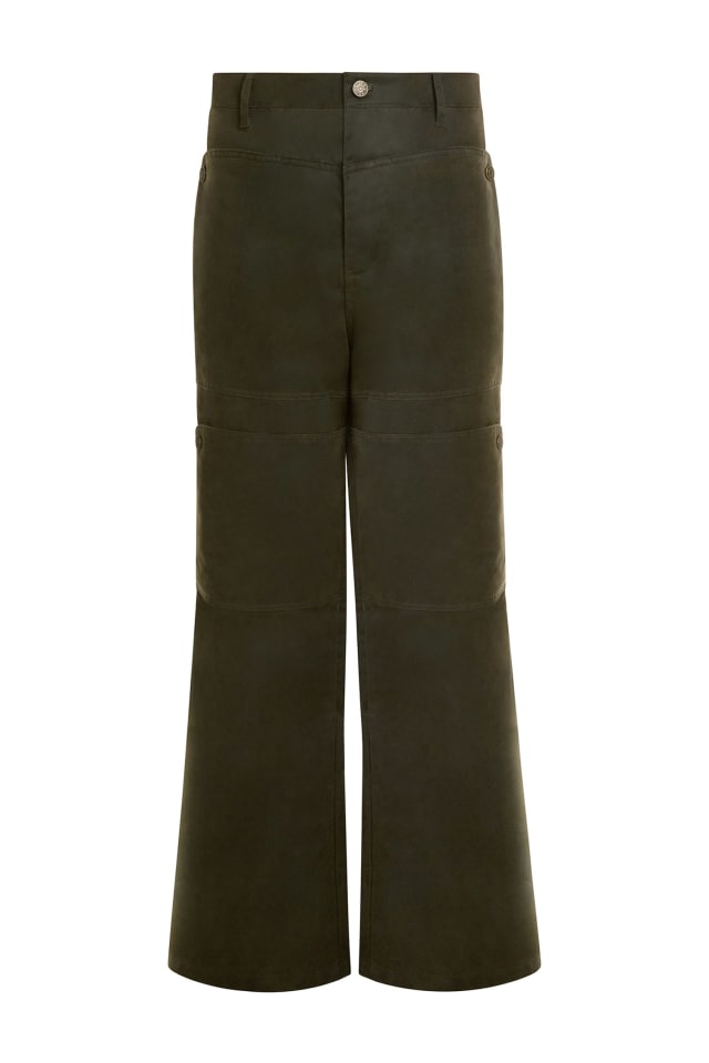 Wide-leg utility jeans