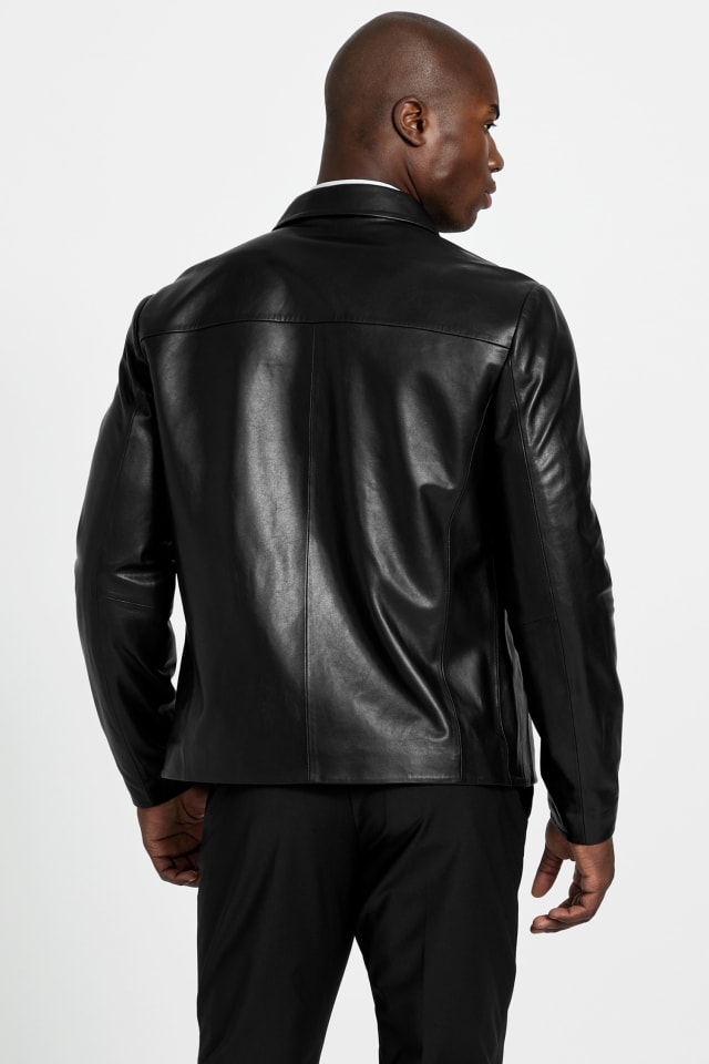 GUESS ブラックレザーライダースジャケット GUESS® Leather jacket Men
