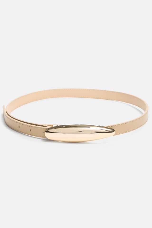 Metallic Buckle Leather Belt
