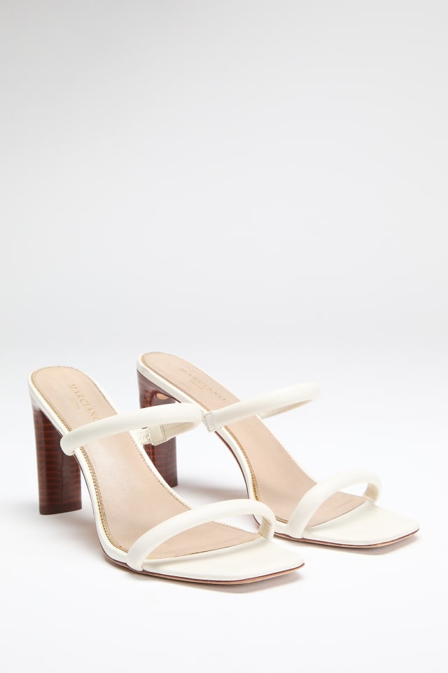 Pearl Leather Double Strap Sandal