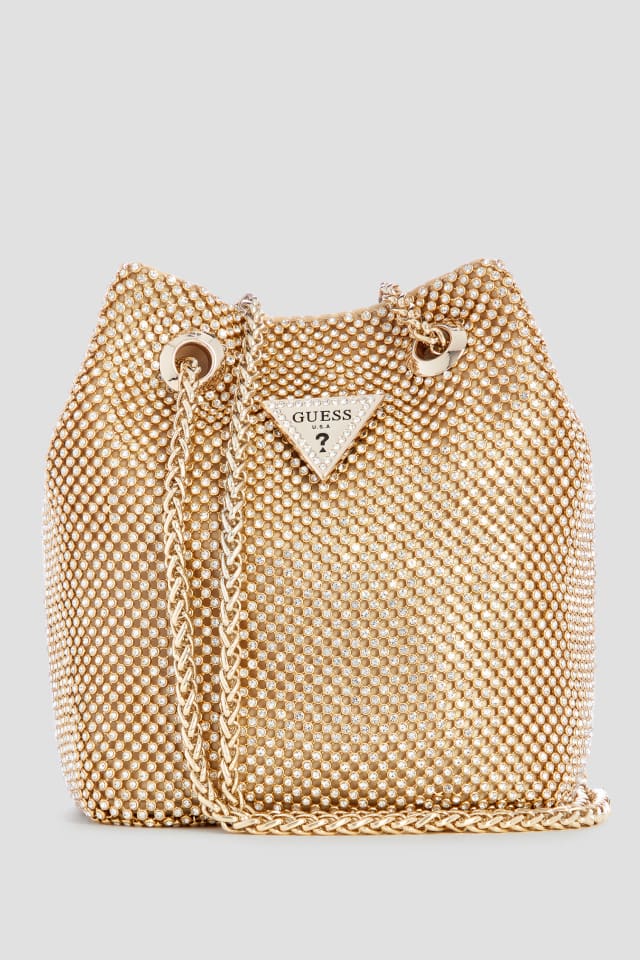 Lua Rhinestone Mesh Mini Pouch Bag