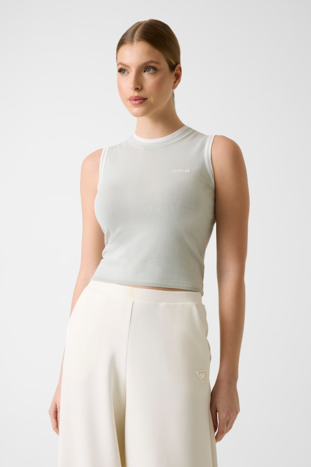 Embroidered logo knit top