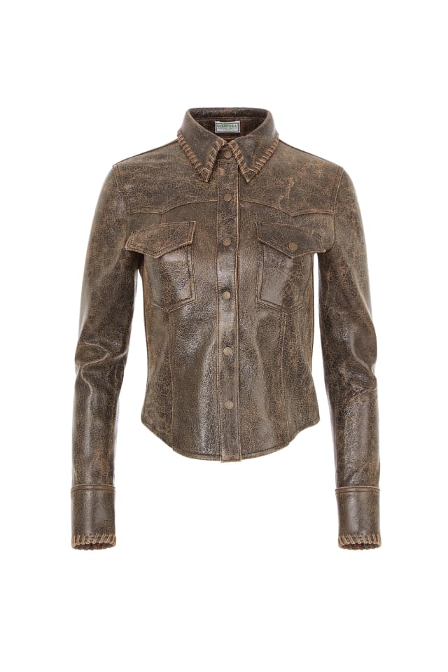 crackle leather jacket