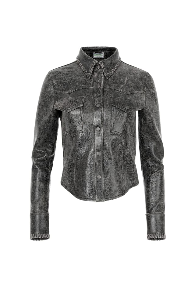 crackle leather jacket
