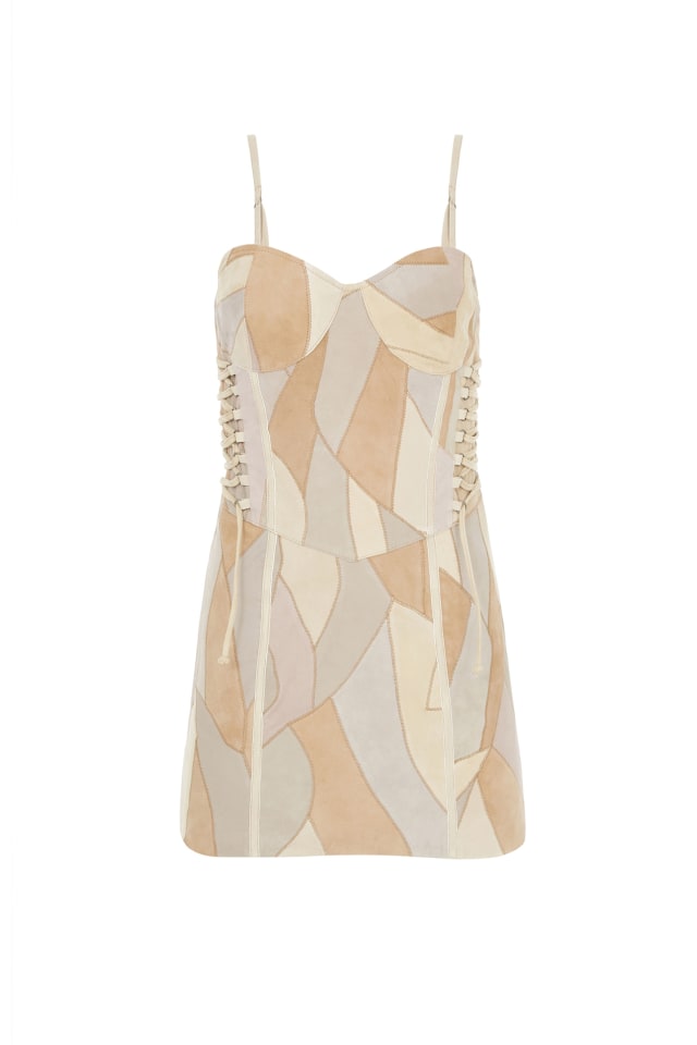patch suede dress