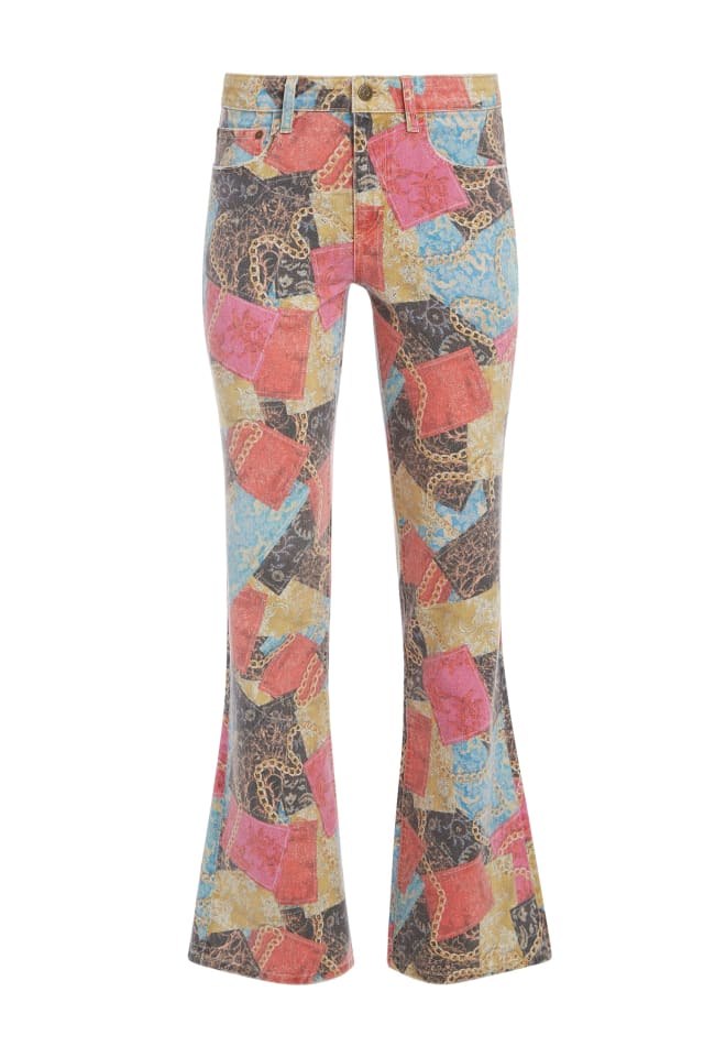 Printed Denim Flared Jeans