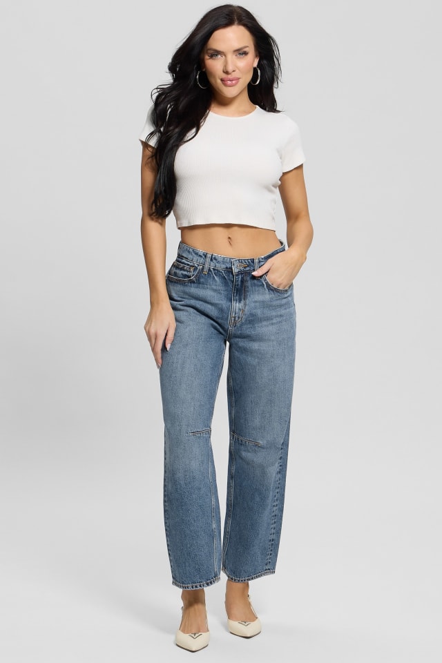 GUESS® Eco High-Rise Barrel Leg Denim Jeans Women