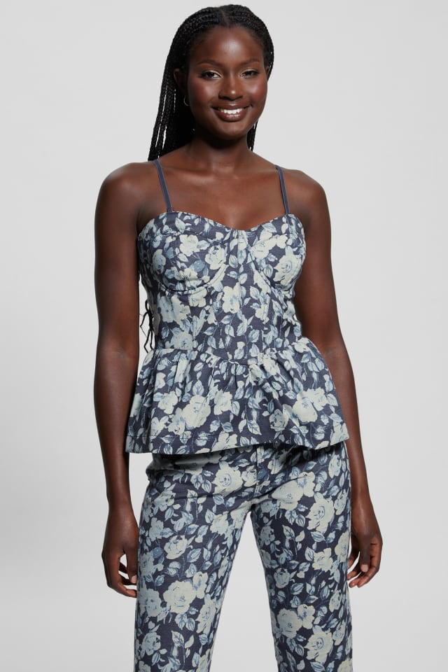 GUESS® Margaux Floral Denim Corset
