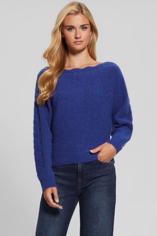【ライトブルー(G7L2)】GUESS トップス(W)Eco Logo Sweater GUESS - 【ライトブルー(G7L2)】GUESS トップス(W)Eco Logo Sweaterの