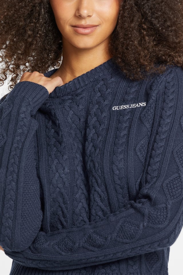 Wool-Blend Cable-Knit Sweater