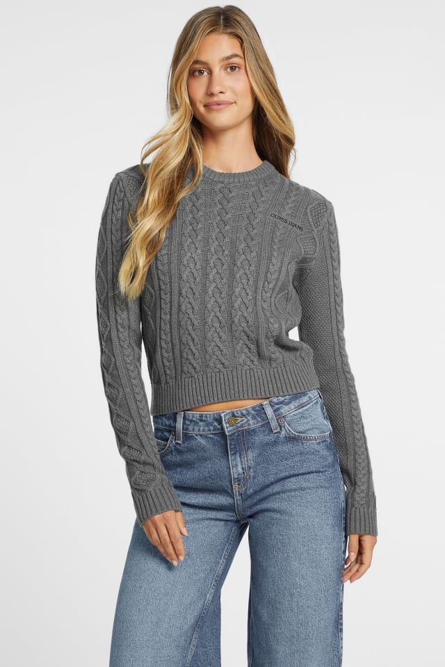 Wool-Blend Cable-Knit Sweater