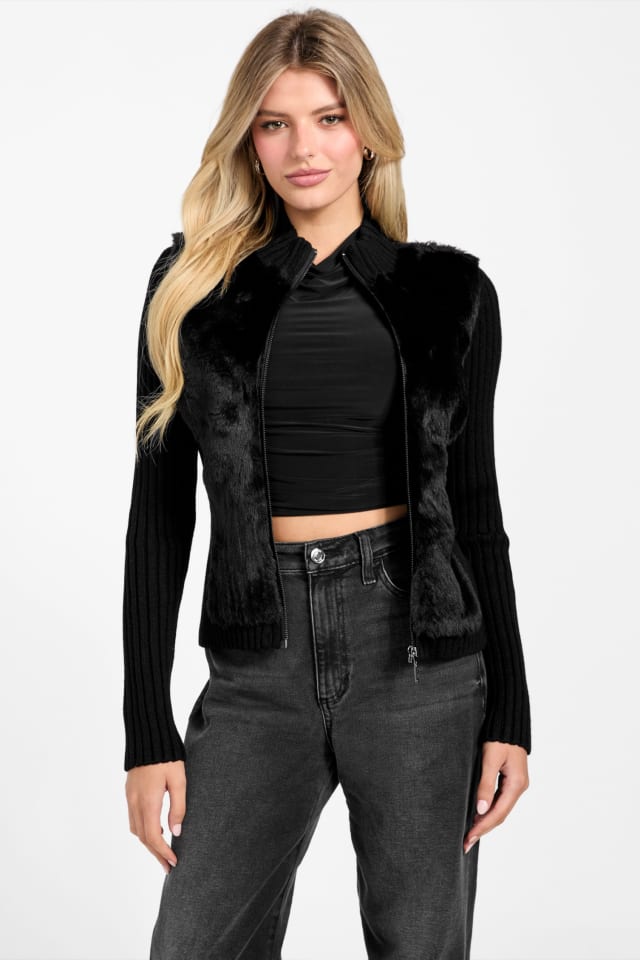 GUESS® Eco Mila Faux-Fur Zipped Cardigan