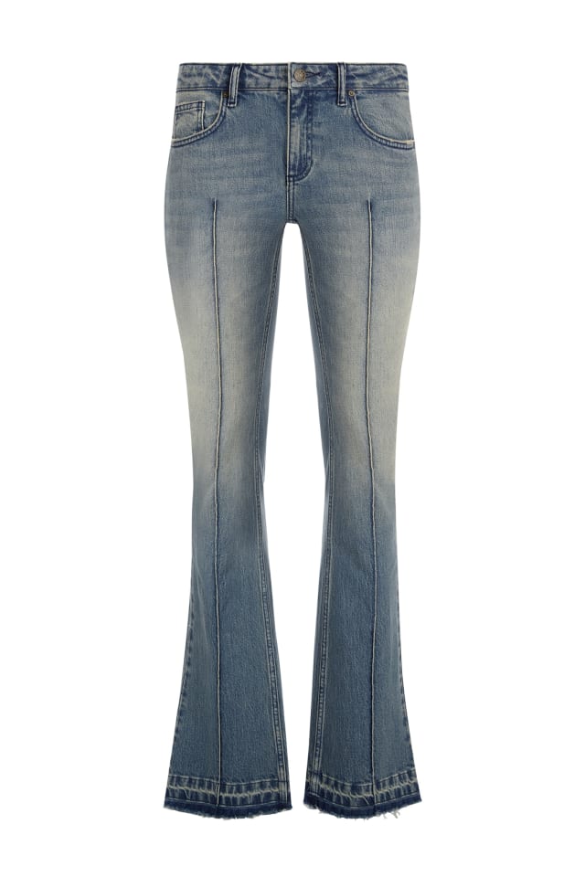 【インディゴブルー(MBL)】GUESS デニムパンツ (W)Incision Flare Denim Pants Front Incision Flare Denim Pants デニムパンツ | GUESS(ゲス) JAPAN