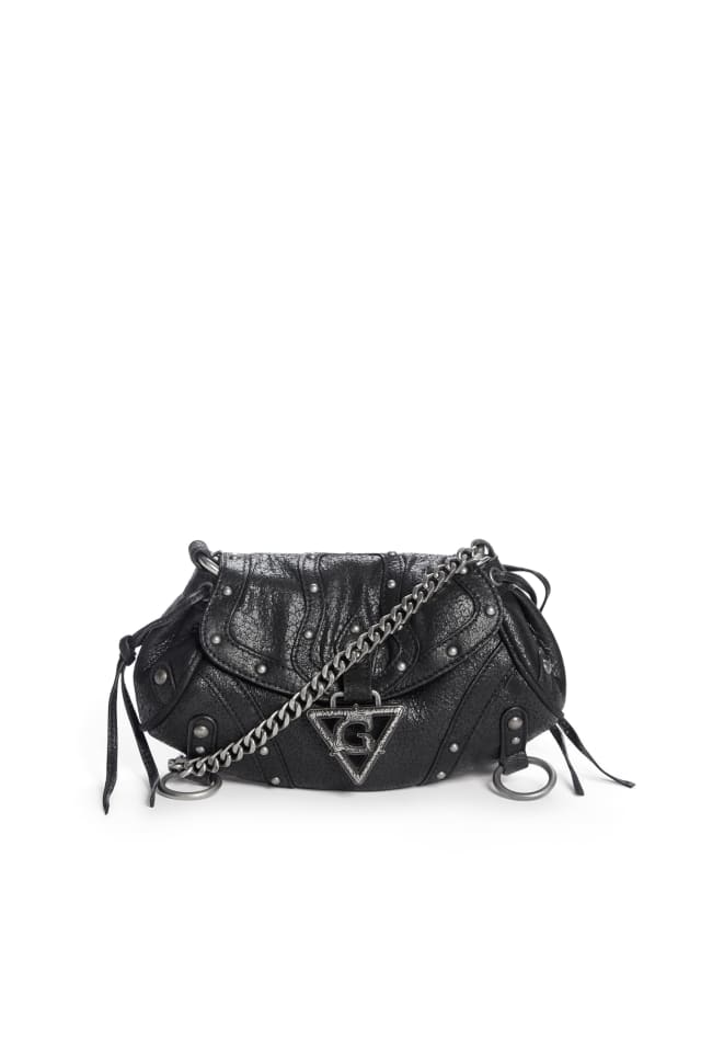 crackled leather mini fashion bag