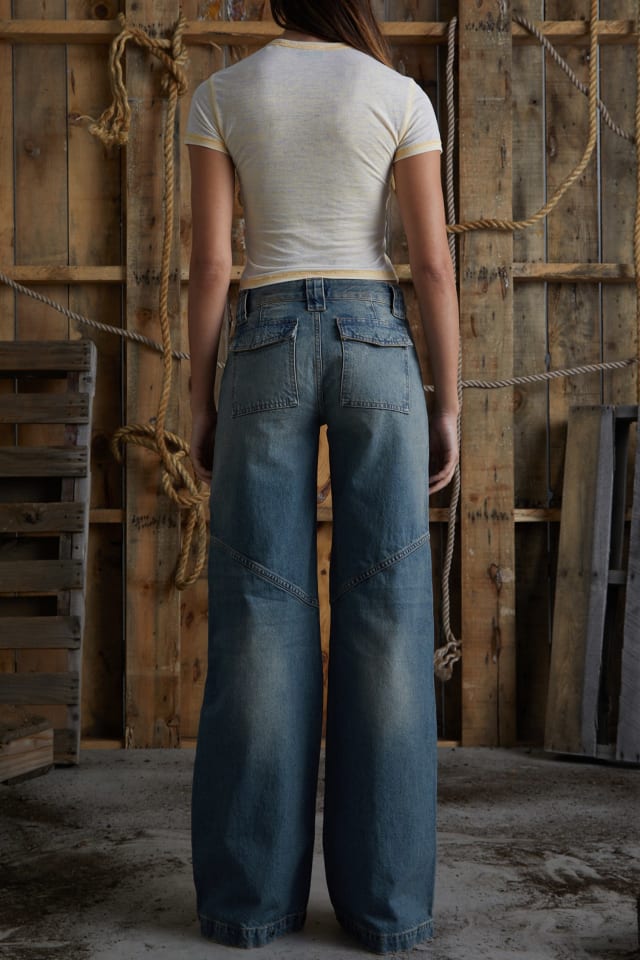 GUESS® low-rise wide leg denim pants