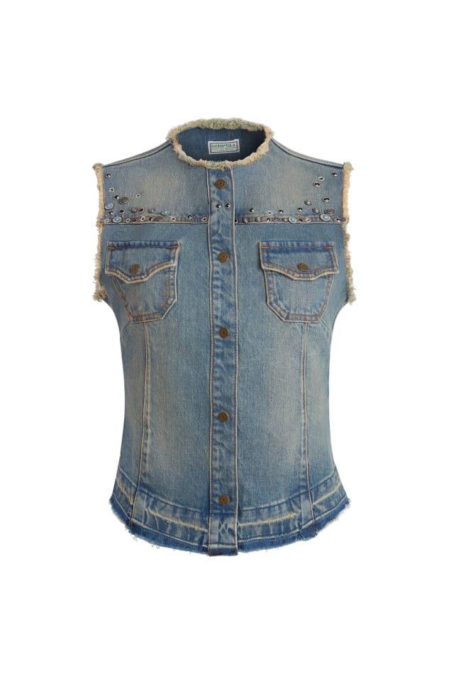 western denim vest